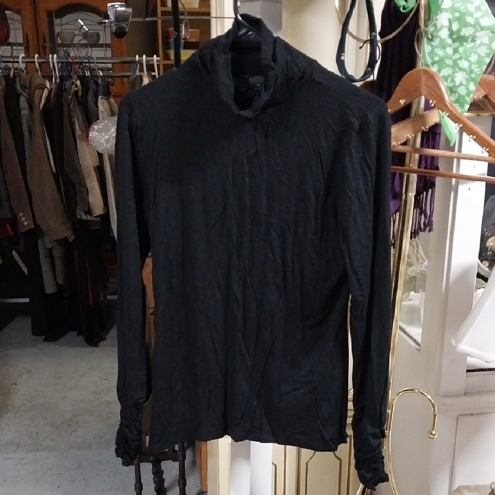 Grace Elements Black Ruffle Turtleneck Long Sleeve Shirt